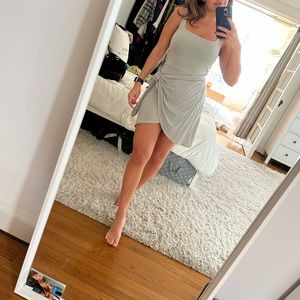 Aritzia Saturn mini wrap dress - light sage green 'basalt grey' color S